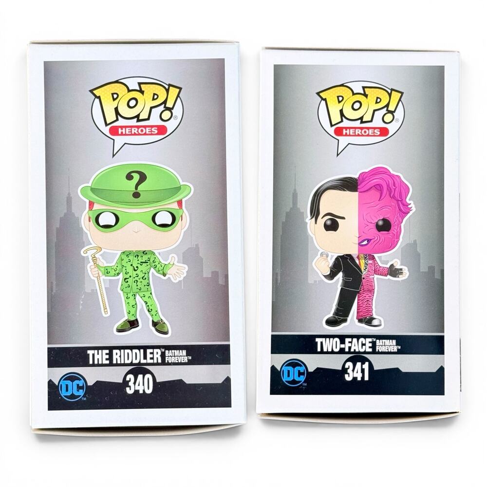 Funko POP! 2 Figures Batman Forever In Box 340 The Riddler 341 Two-Face Villains - Picture 4 of 11